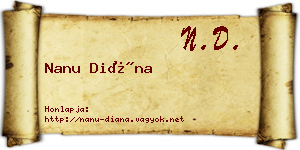 Nanu Diána névjegykártya